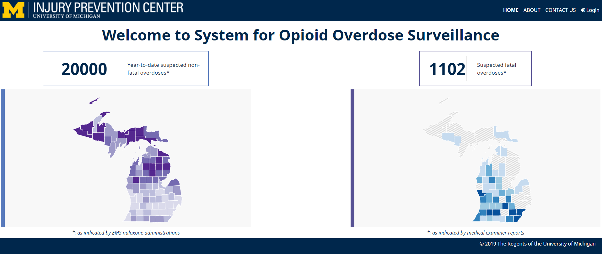 image of front page of SOS Dashboard demo page